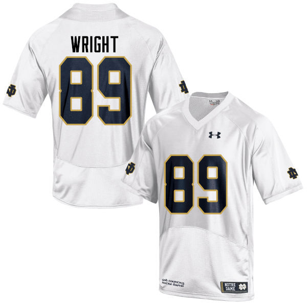 Men's NCAA Notre Dame Fighting Irish #89 Brock Wright Stitched College Under Armour Authentic White Football Jersey CC10K18VW